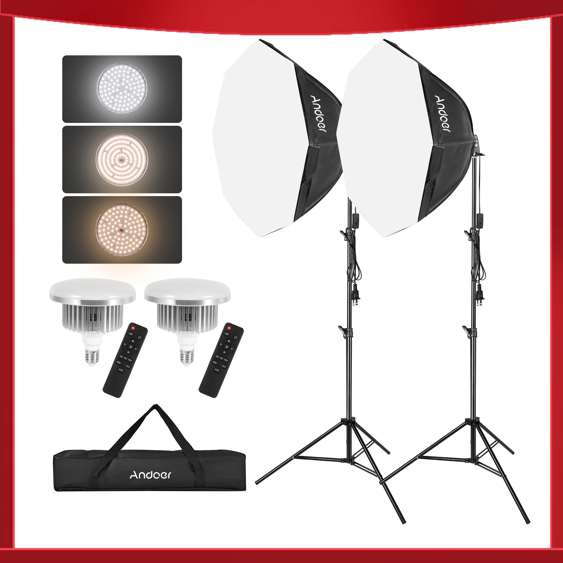 Portrait Photography With Lighting - Andoer Studio Photography Light kit Softbox