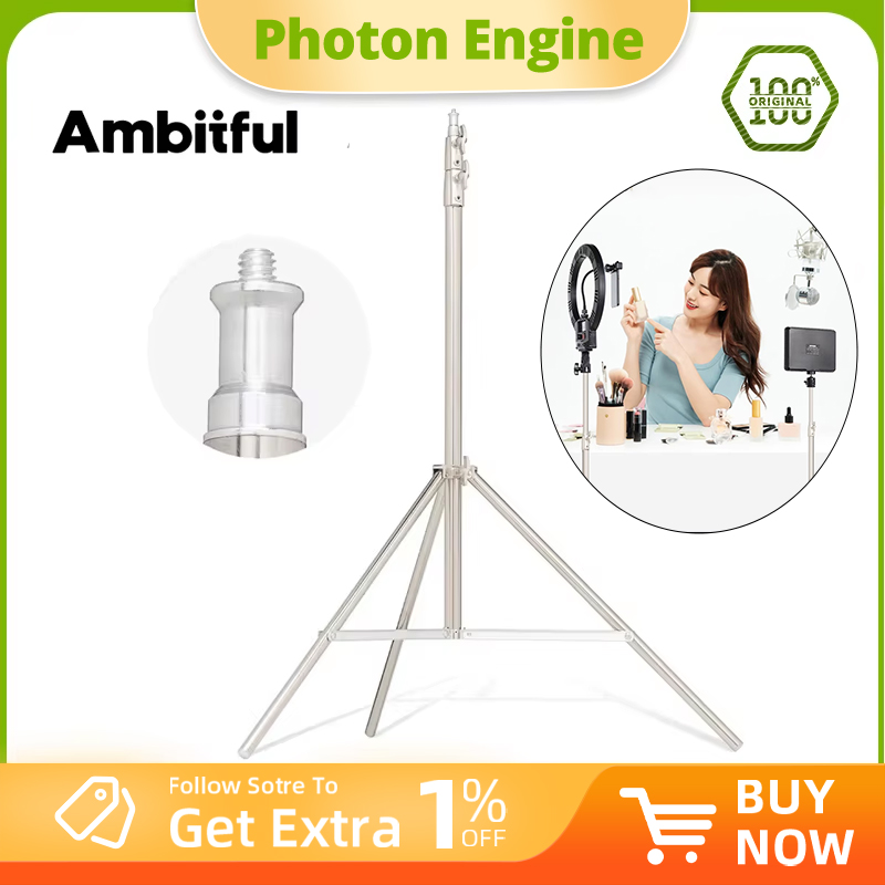 Photography Video Lighting Kit With Adjustable Tripod Stand - AMBITFUL Stainless Steel 2M Heavy Duty
