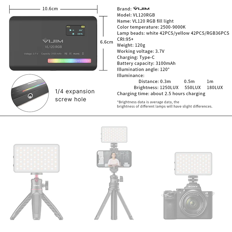 2026 New120 RGB Pocket Fill Li - Photography Mobile Lighting 리뷰 및 가격