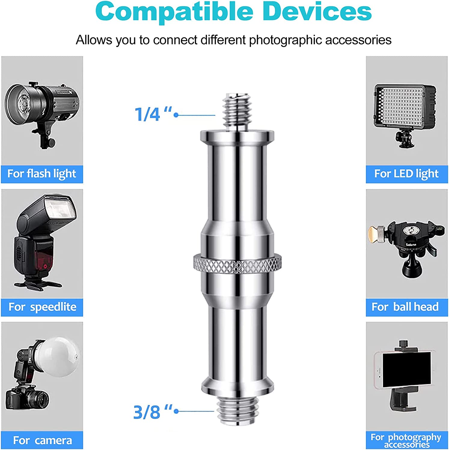 Selens Standard 3/8 to 1/4 Ada - Photography Video Lighting Kit With Adjustable Tripod Stand 리뷰 및 가격