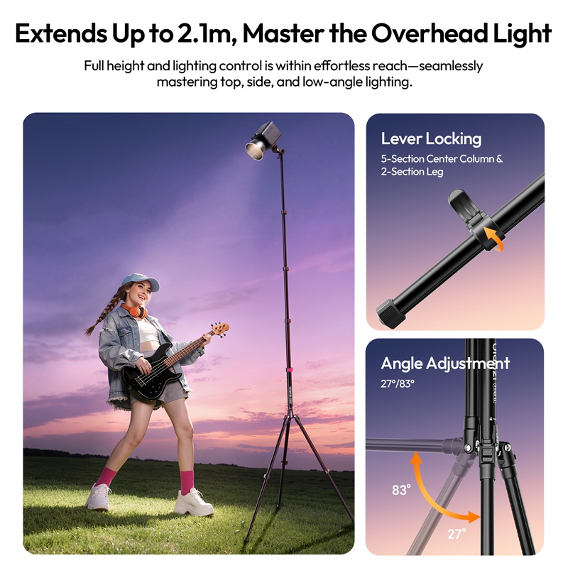 Ulanzi 210cm Reversible Leg Li - Photography Video Lighting Kit With Adjustable Tripod Stand 리뷰 및 가격